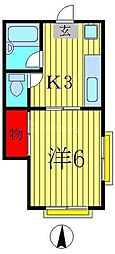 コーポスミレ 1Kの間取図画像