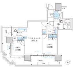 パークシティ柏の葉キャンパスザ・ゲートタワーウエスト 2LDKの間取図画像