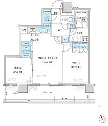 パークシティ柏の葉キャンパスザ・ゲートタワーウエスト 2LDKの間取図画像