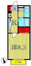アイビスハイム 1Kの間取図画像