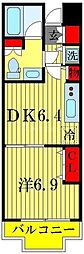 ウインベルデュエット我孫子 1DKの間取図画像