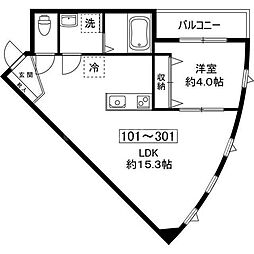 ミラドール天王台 1LDKの間取図画像
