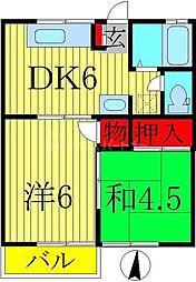 第6ドリームコーポ 2DKの間取図画像