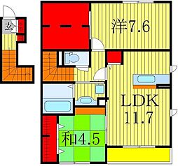 京3 2LDKの間取図画像