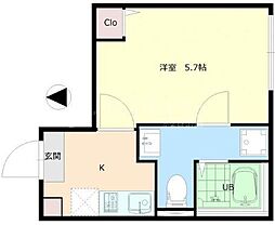 6ｔｈ　Ａｖ．Ｒｅｓｉｄｅｎｃｅ　ＡＹＡＳＥ 5階1Kの間取り