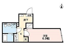 エクセラン五反野 3階1Kの間取り