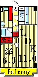 綾東ヴィレッジ弐番館 4階1LDKの間取り
