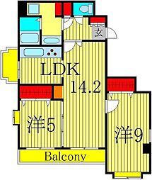 綾東ヴィレッジ弐番館 2LDKの間取図画像