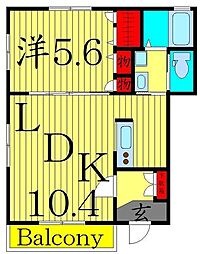 アンローゼシャトレ 1階1LDKの間取り