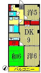 エミネンス東和 4階3DKの間取り