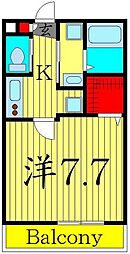 エルスタンザ東綾瀬公園 2階1Kの間取り