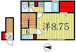 ボナール 2階1Kの間取り