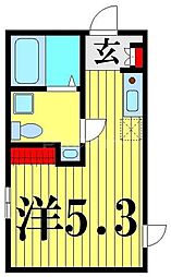 オアシス五反野 1階ワンルームの間取り