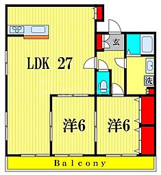 レジデンスヤマザキ2 2LDKの間取図画像