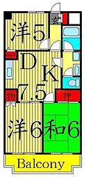 エスポワール東和 3DKの間取図画像