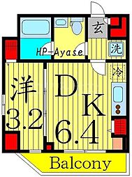 AZEST綾瀬#R 1DKの間取図画像