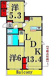 クオーレしょうぶ沼公園 2LDKの間取図画像