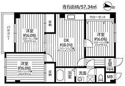 エレガンスハマナカ 3DKの間取図画像