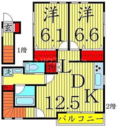 ウェルス 2LDKの間取図画像