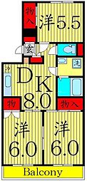 穂高マンション 3DKの間取図画像