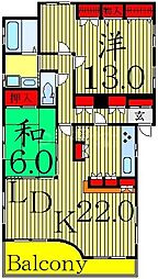 リリーズフラット 2LDKの間取図画像