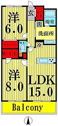 ロイヤルパークス西新井 2LDKの間取図画像