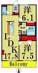 ロイヤルパークス西新井 2LDKの間取図画像