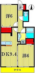 プランドール2 2DKの間取図画像