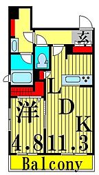 ガーデンテラスB 1LDKの間取図画像