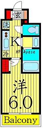 ジェノヴィア綾瀬2 1Kの間取図画像