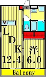 リブリ・コートアムール保木間 1LDKの間取図画像