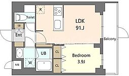 S-RESIDENCE北綾瀬awesome 1LDKの間取図画像