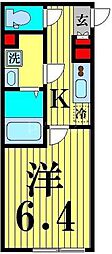 FUUWA綾瀬 1Kの間取図画像
