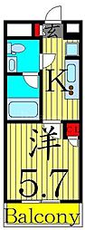 ライジングプレイス堀切 1Kの間取図画像