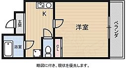 コーポ富之里 1Kの間取図画像