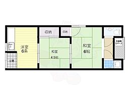 中尾文化 2DKの間取図画像