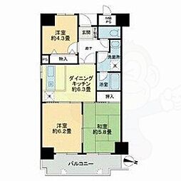 ライオンズマンション和泉上町 3DKの間取図画像