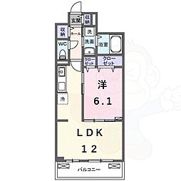 ベル ハイネス 1LDKの間取図画像