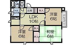 エスワンハイツ 3LDKの間取図画像