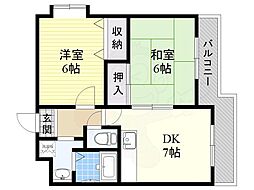 グランディール浜寺 2DKの間取図画像