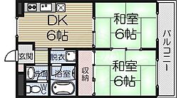 プレステージ菱木 2DKの間取図画像