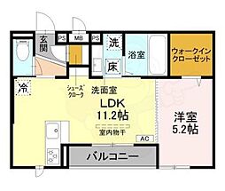 メルヴェイユソレイユ 1LDKの間取図画像