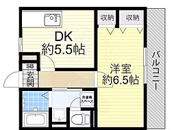 コンフォルト・ハイム 1DKの間取図画像