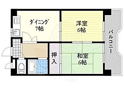 マンションセントヒル 2DKの間取図画像