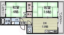 第二宮崎ビル 2DKの間取図画像