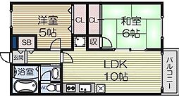 ハイツコスモ 2LDKの間取図画像