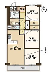 とがグリーンハイツ 3LDKの間取図画像