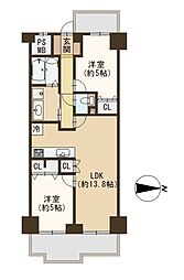 エクセラート八尾 2LDKの間取図画像