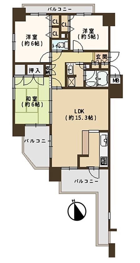 3LDK 間取り