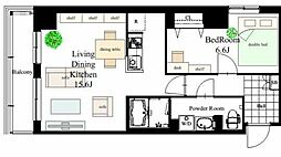 エスティメゾン高円寺 1LDKの間取図画像